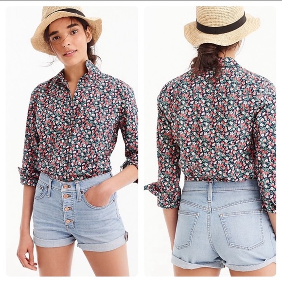 J. Crew Tops - J. Crew Long Sleeve Floral Shirt Size 2